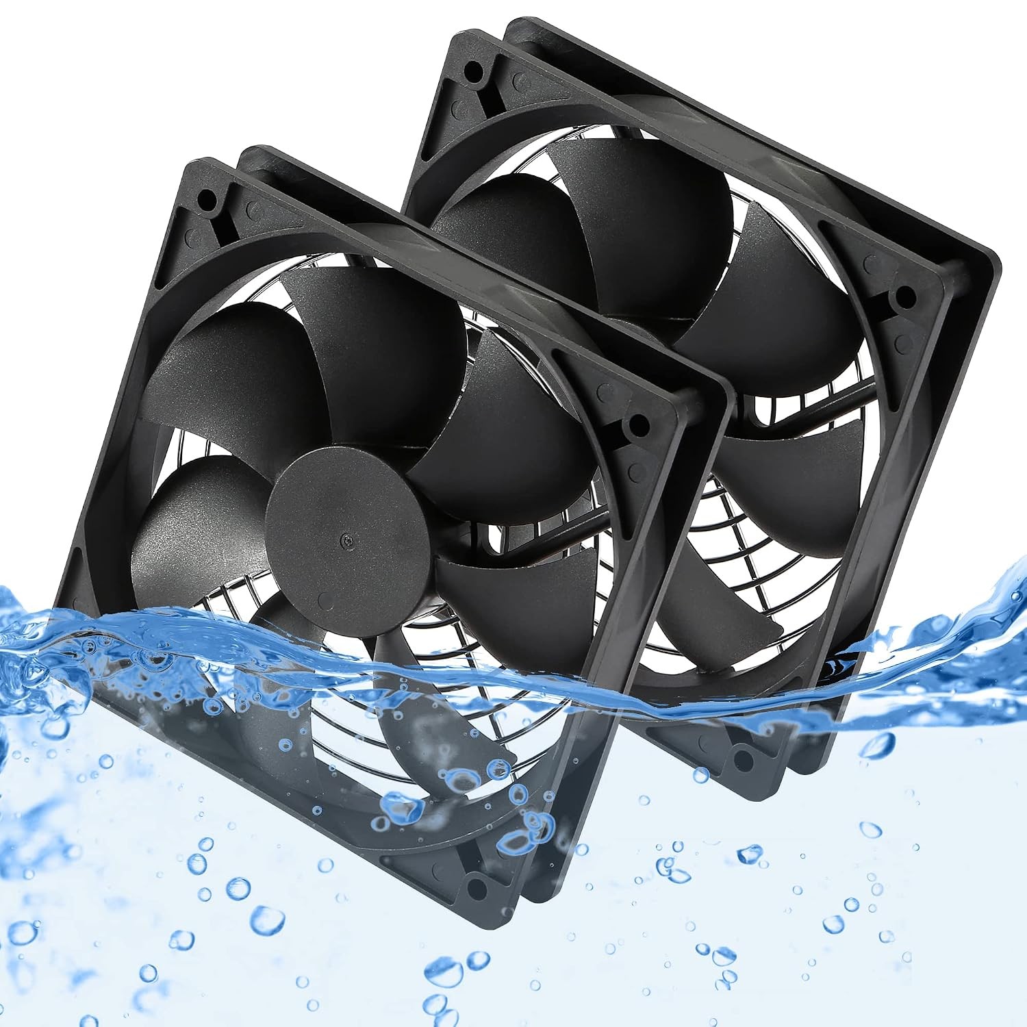2-Pack IP67 Waterproof Silent 12V DC Cooling Fan - 120Mmx25Mm 4.72Inch High-Spee