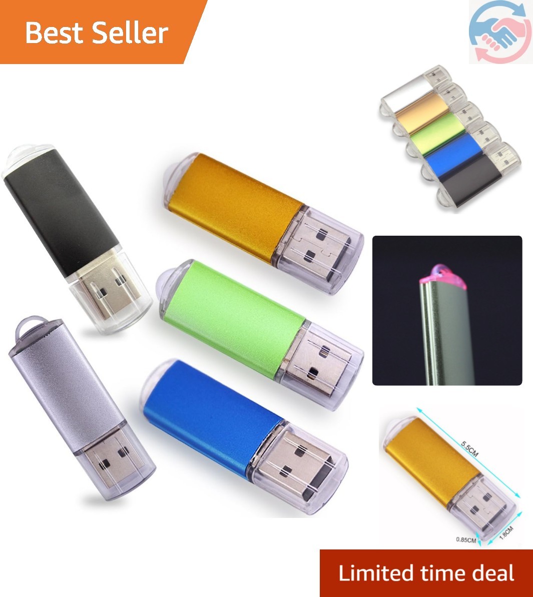 256MB USB Flash Drives 2.0 Metal Key Memory Thumb Sticks Pendrives