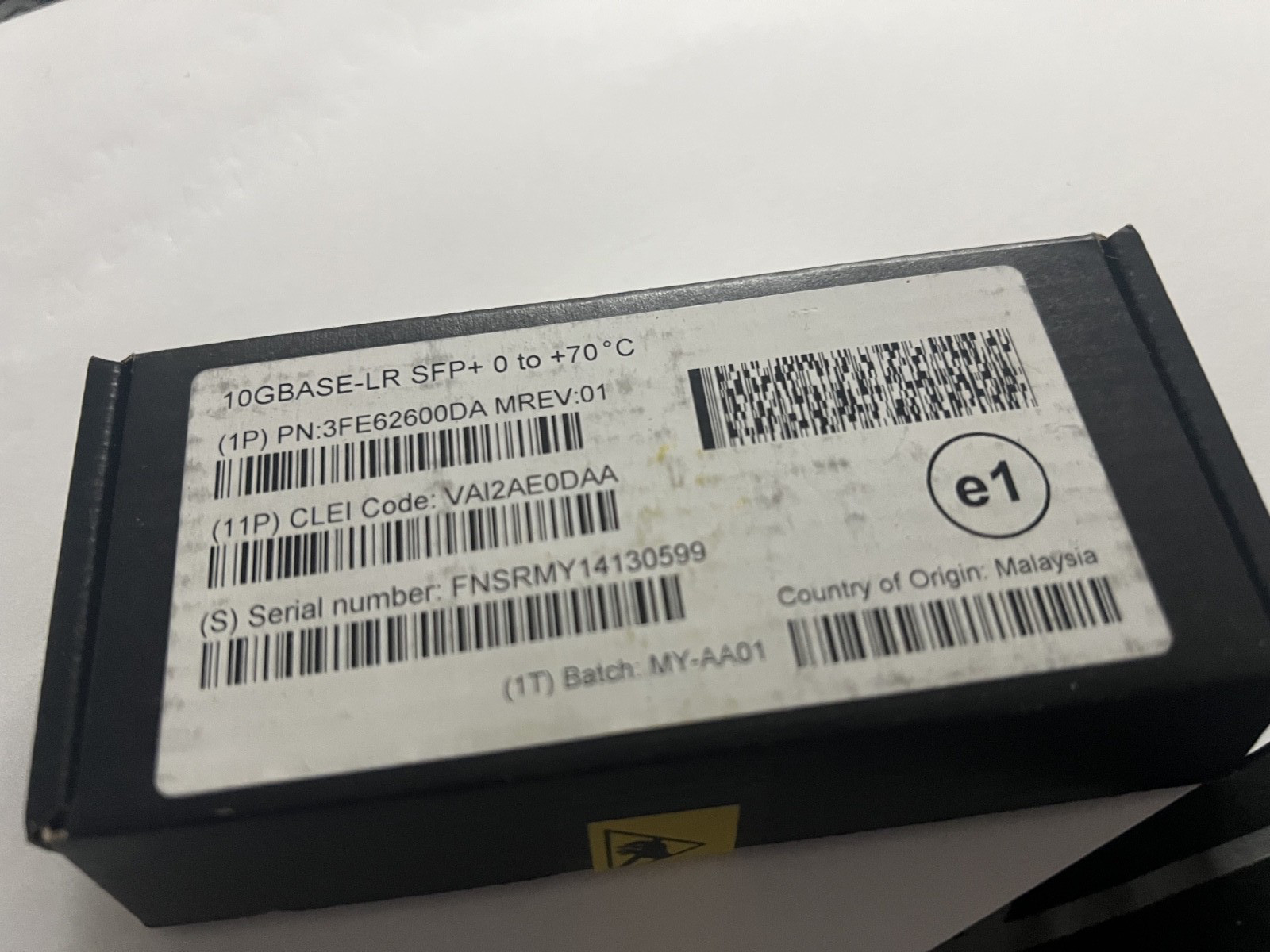 *NIB* OEM NOKIA 3FE62600DA 10GBASE-LR 10GE SFP+LR 1310nm 10km LC SMF