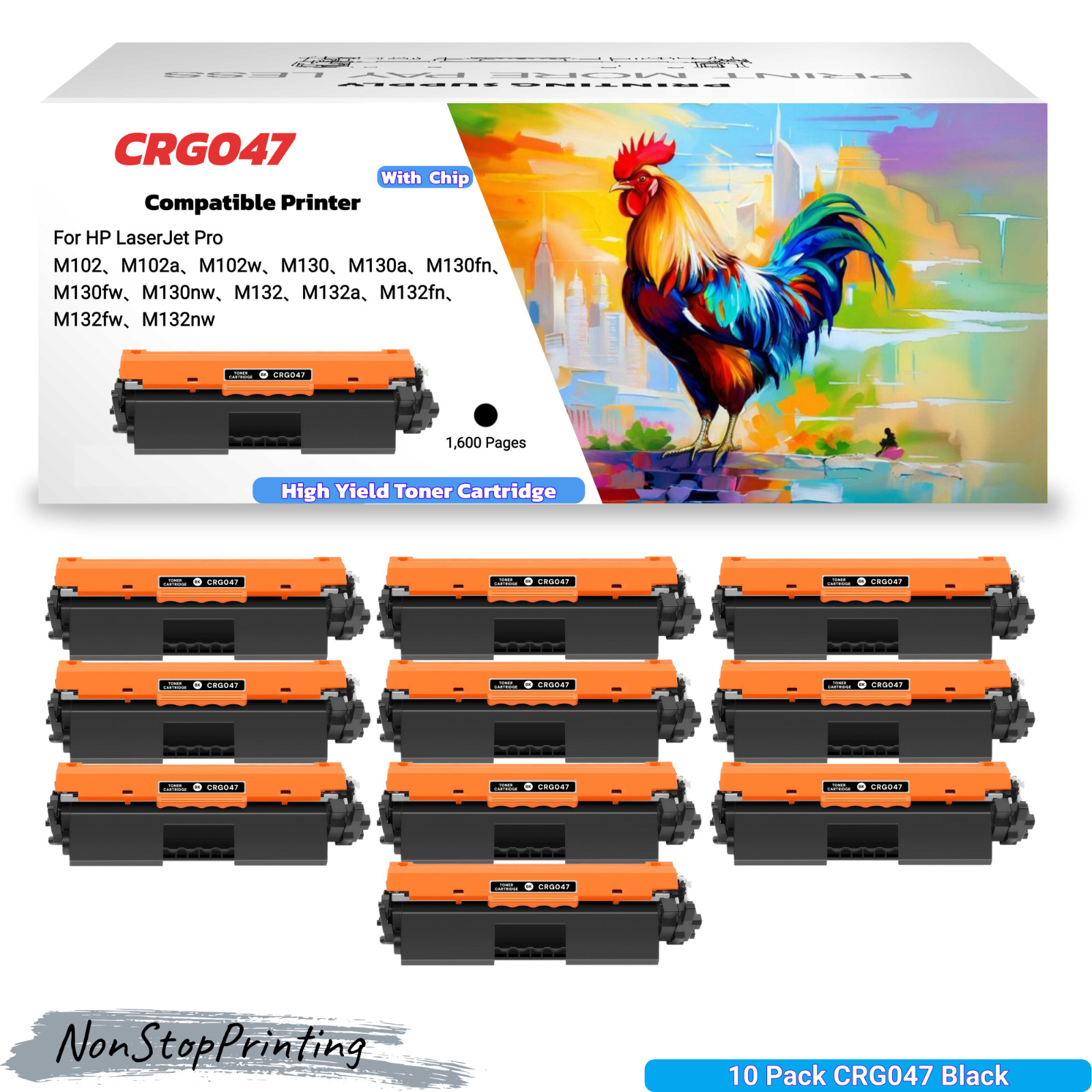 Brand New 10PK CRG047 Toner Cartridge for Canon M102 M102a M130 M130a M132 Black