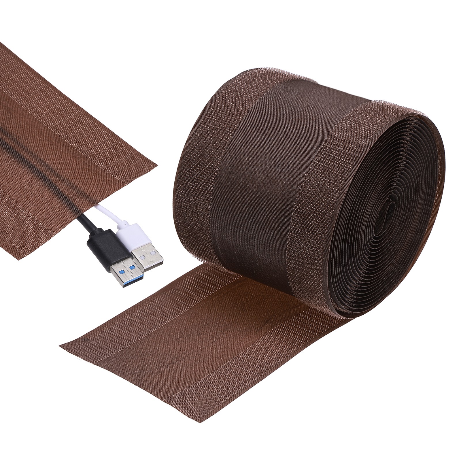 Carpet Cord Cover, 16ft Floor Cover Cord Strip Protector, Brown