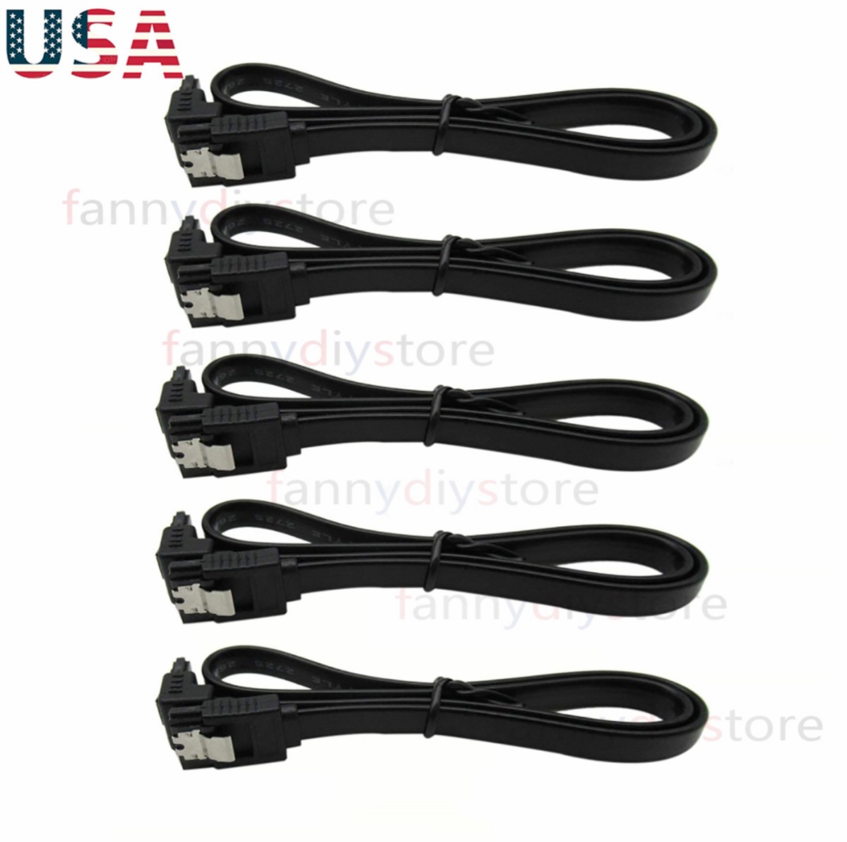 5x18" SATA 3.0Cable SATA3 III 6GB/s Right Angle90° SSD HDD Hard Drive Black USK 
