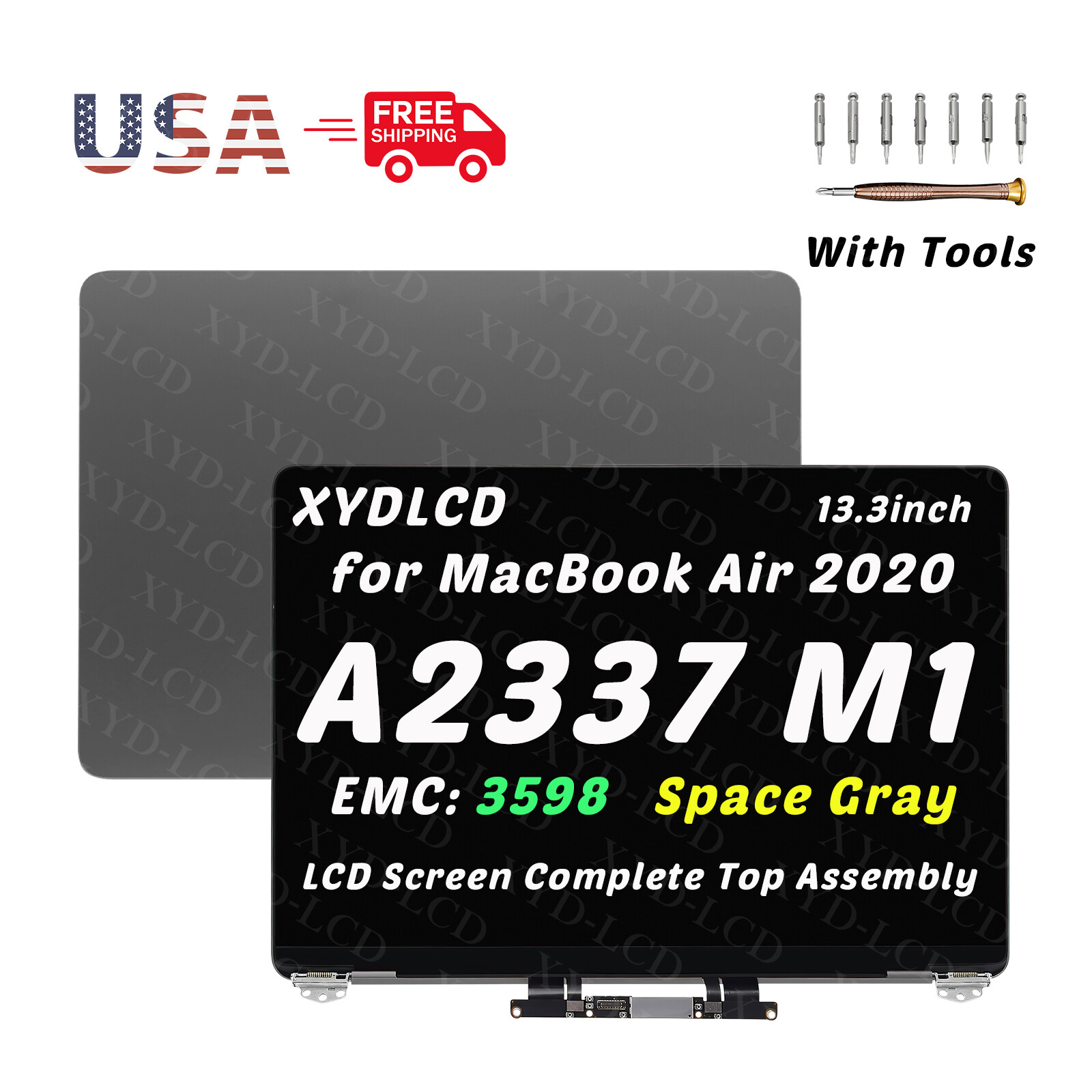 New Macbook Air 13.3" A2337 EMC 3598 LCD Screen+Top Cover Replacement Space Gray