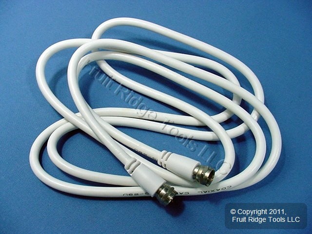 Leviton White 6' Coaxial Video Cable RG59 Plugs 75-Ohm F-Type Wire C5851-6W