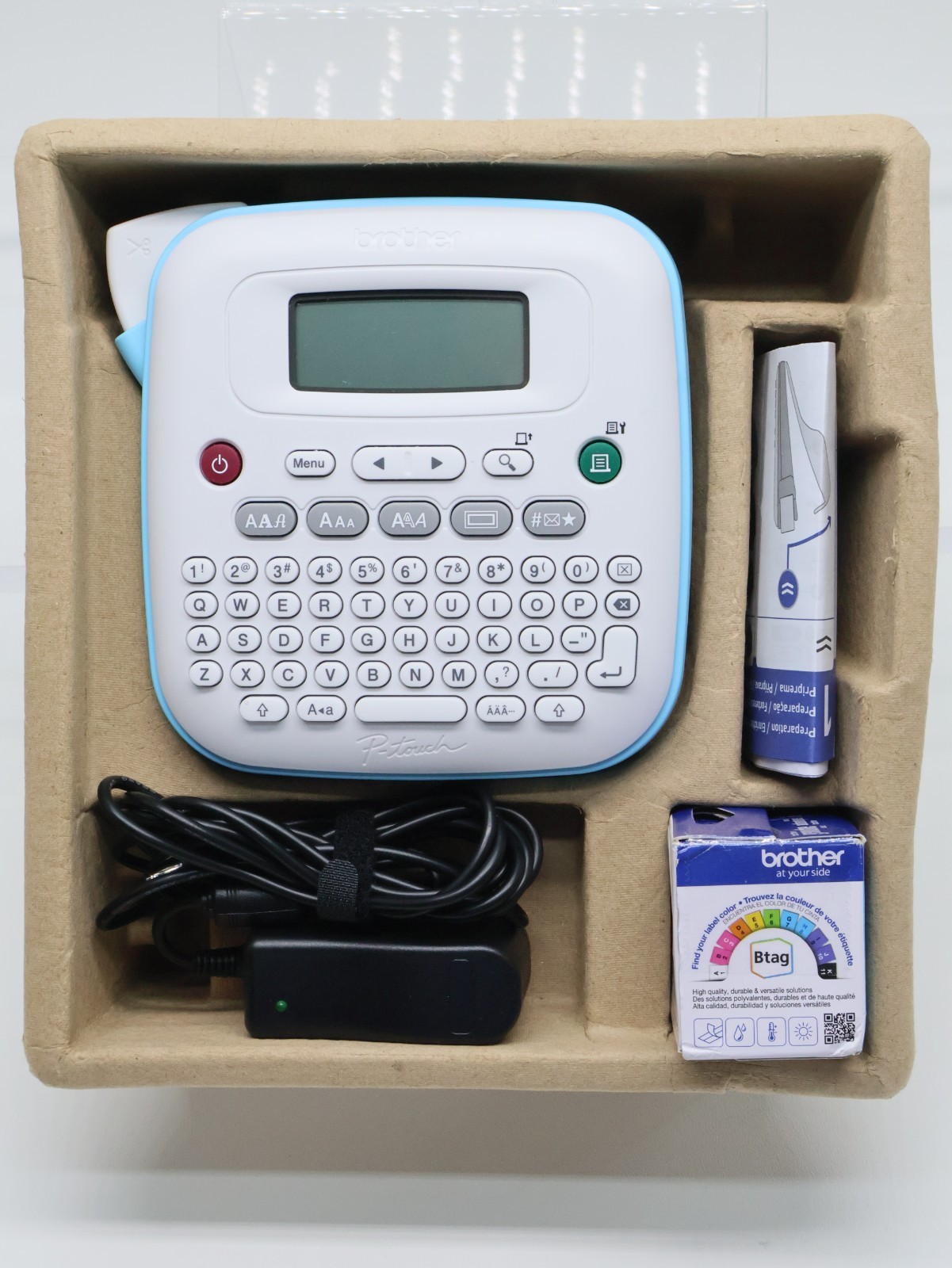 Brother P-Touch PT-N20 Personal Desktop Label Maker, White & Baby Blue Open Box
