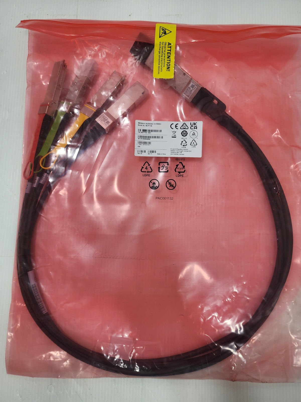 NEW NVIDIA Mellanox MCP7Y40-N001 800Gb/s to 4x200Gb/s 1m OSFP DAC Breakout Cable