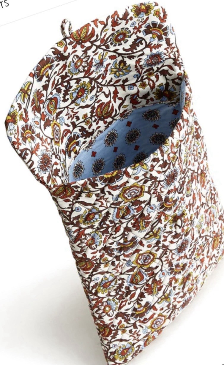 Vera Bradley Small Cotton Envelope Tech Sleeve In Marrakesh Vines Cream