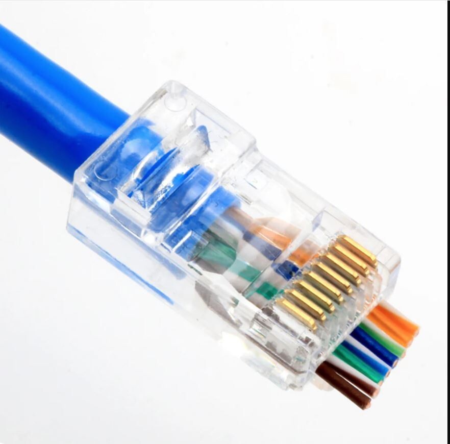 100 CAT6 RJ45 pass through USA fast shipping gold