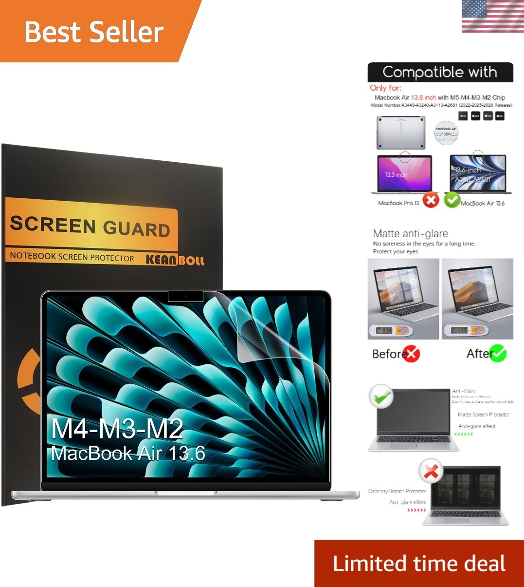 Matte Anti-Fingerprint 3 Pack Screen Protector for M2-M5 MacBook - 2022/2026