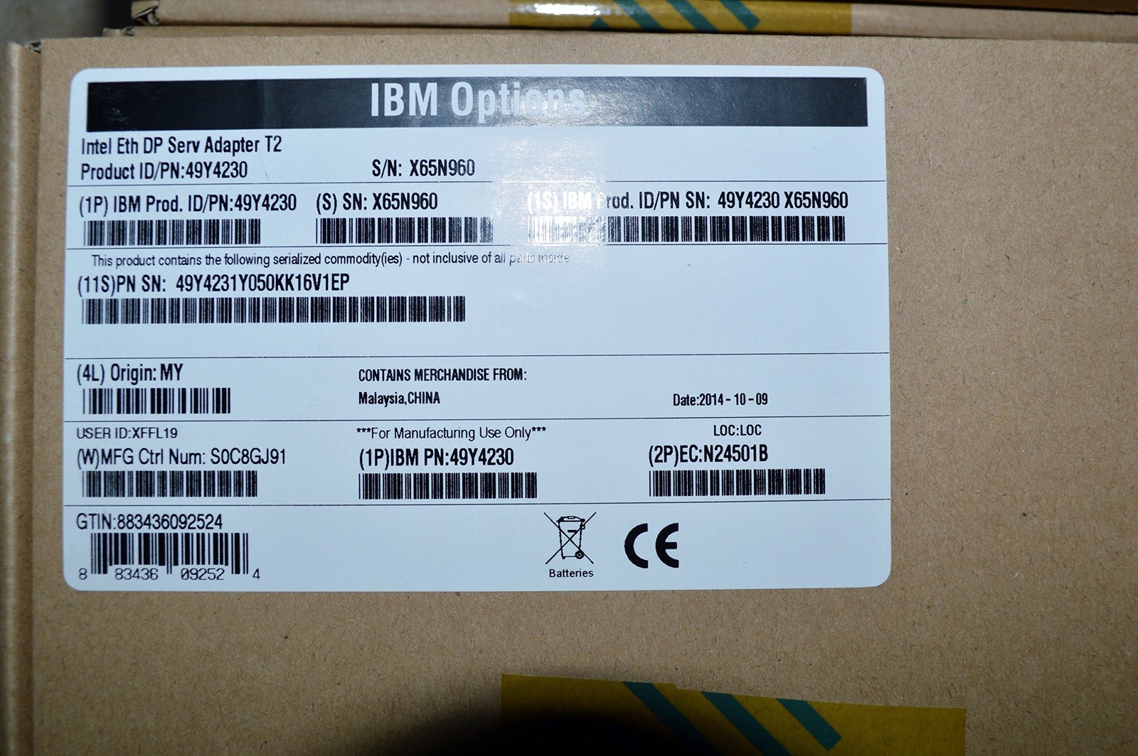 IBM Intel Ethernet Dual Port Server Adapter I340 T2 for System X (49Y4230)