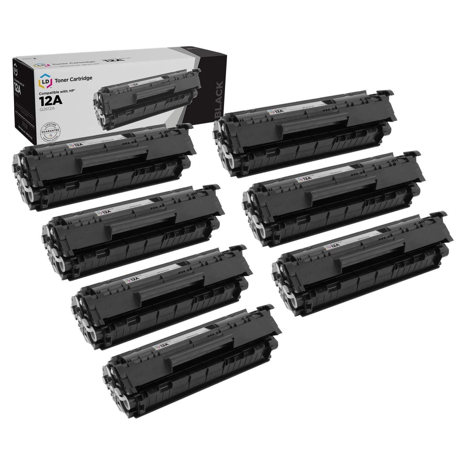 LD 7PK Comp Black Laser Toner Cartridge for HP 12A Q2612A LaserJet 1022nw 3015