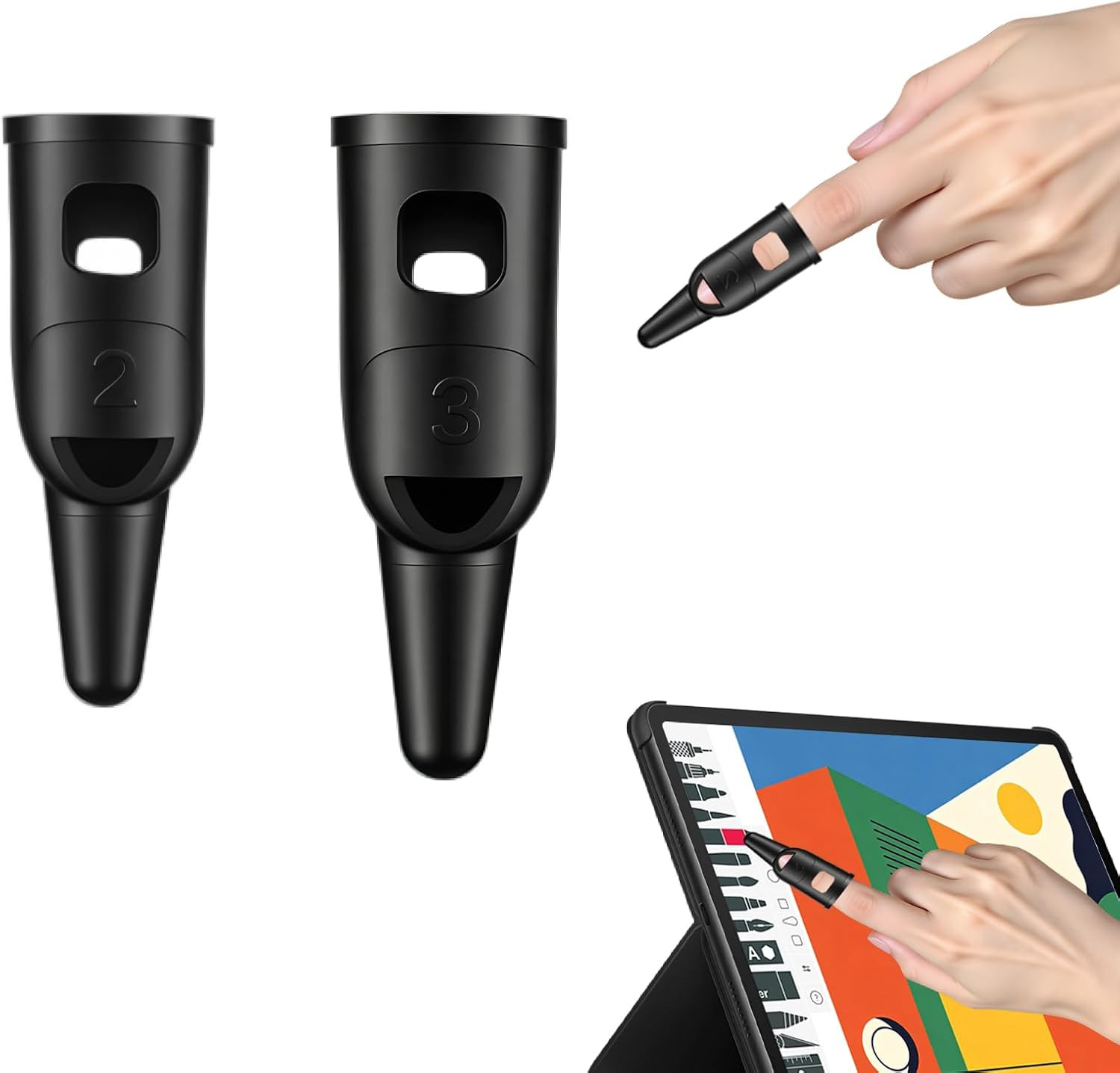 2PCS Finger Stylus,Silicone Finger Stylus Tip for Touchscreen Finger Tips