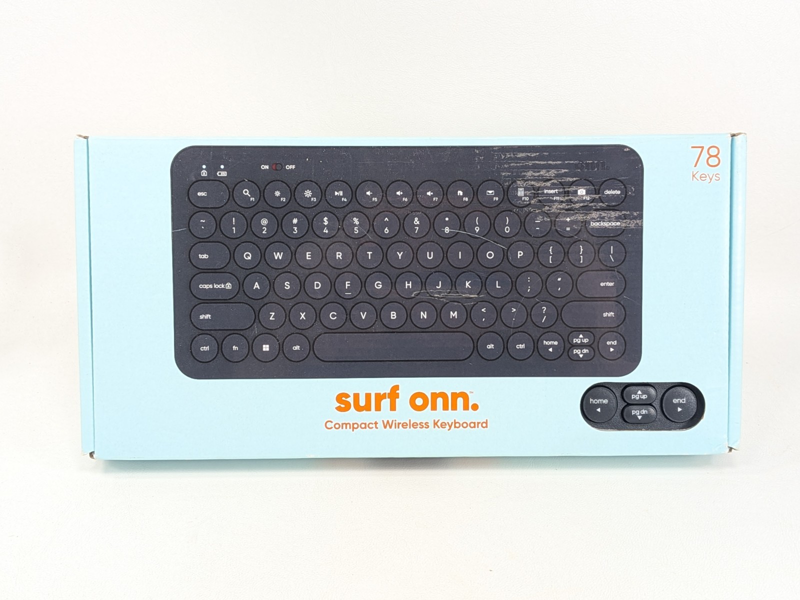 New Surf ONN Compact Wireless Keyboard w/Retro Round Keycaps Light Blue 