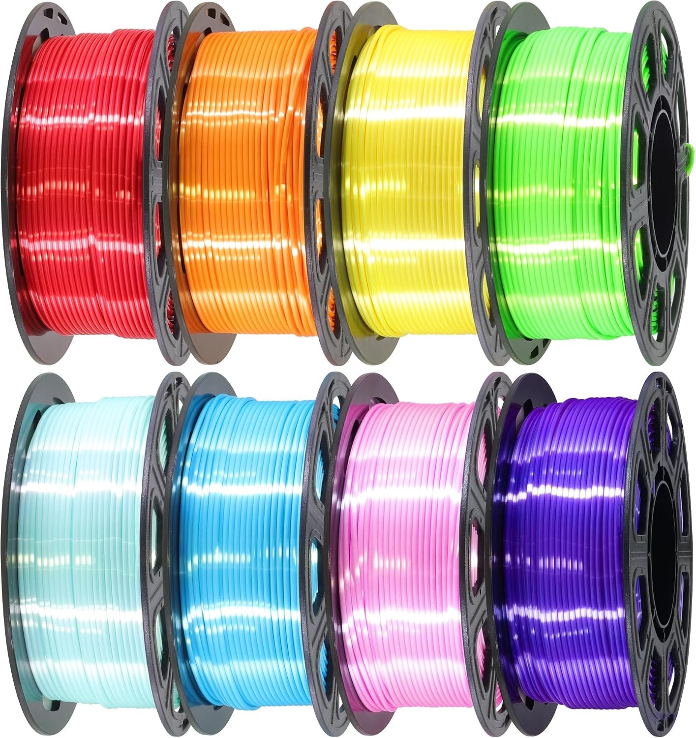 1.75mm Silk Shiny PLA 3D Printer Filament 8 Bright Colors Bundle: Silk