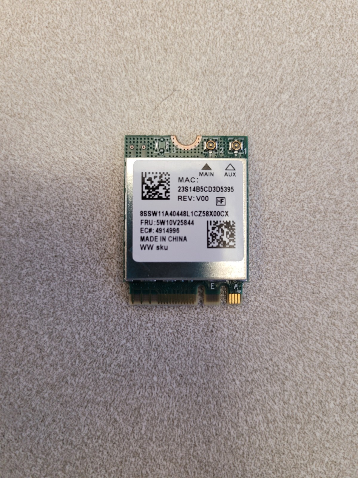 5W10V25844 Lenovo Wireless, CMB, FXN, MT7921 M2 Wireless Card