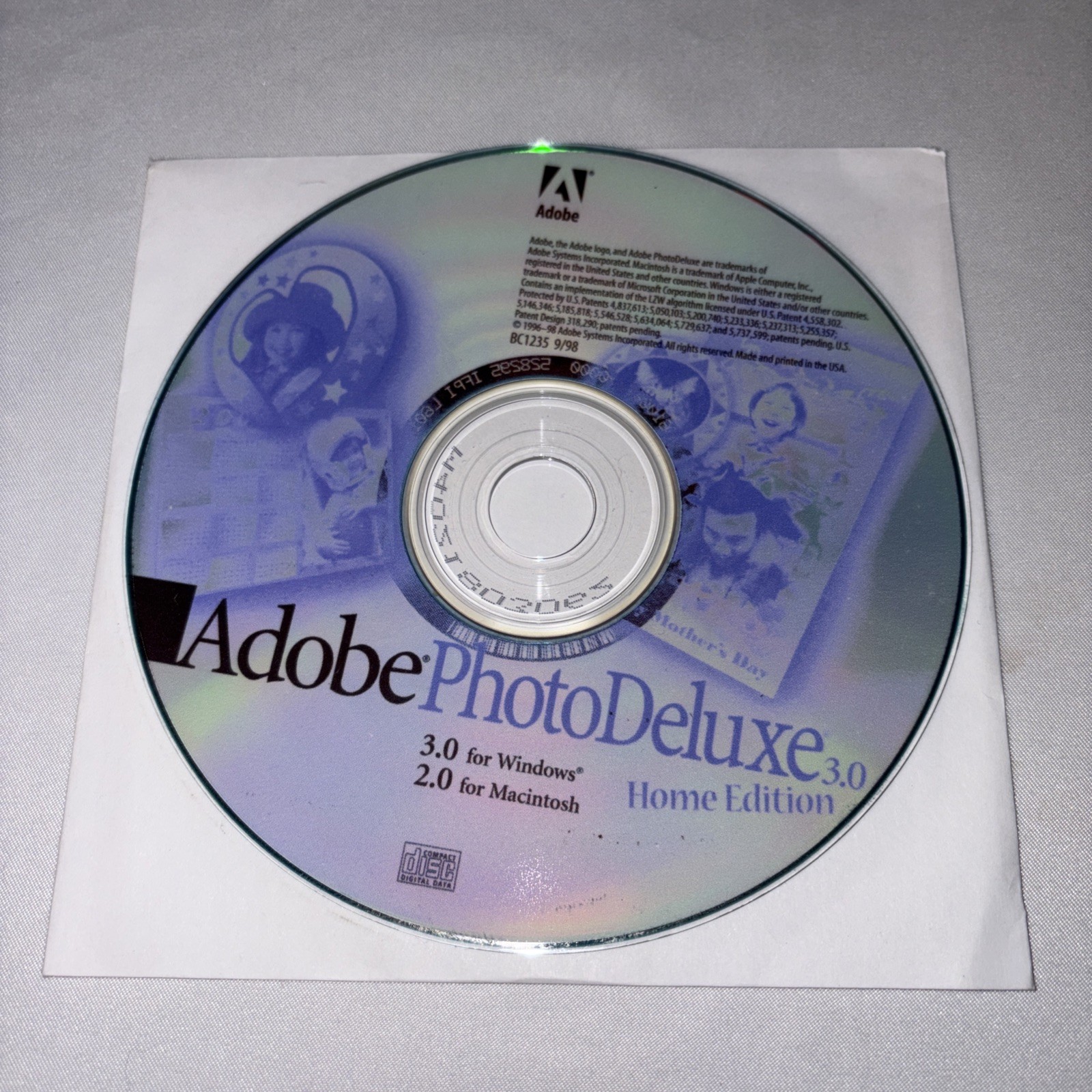 Vintage 1998 Adobe Photo Deluxe Home Edition 3.0 for Windows & 2.0 for Mac
