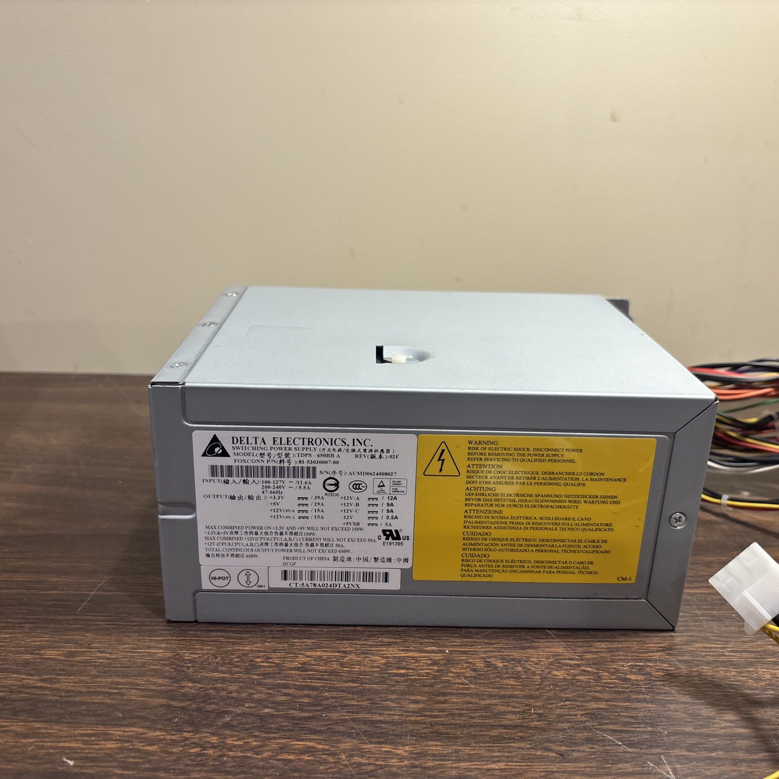 Alimentation DELTA ELECTRONICS TDPS-650BB A REV 02F