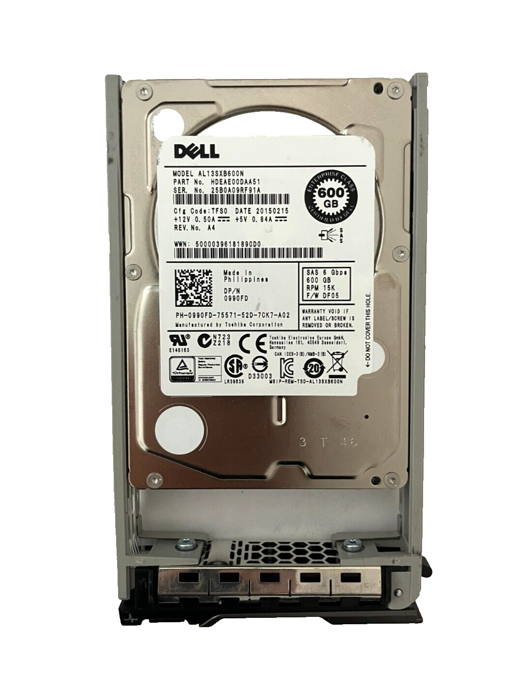 DELL AL13SXB600N HDD 600GB SAS 6Gb/s 2.5" 0990FD 512 b/s