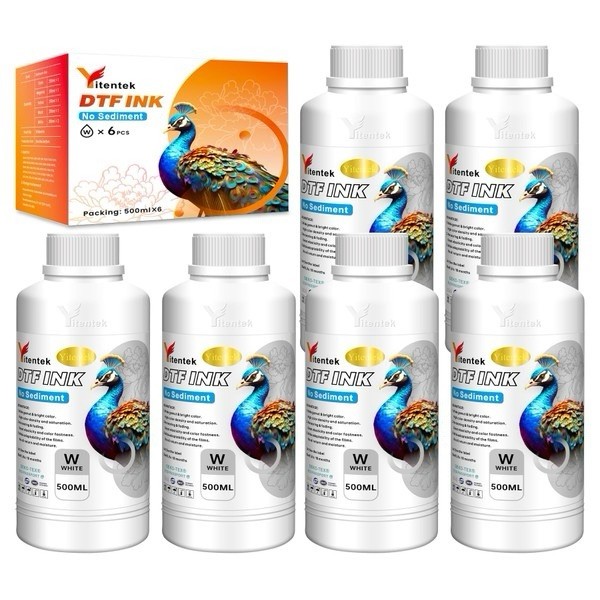 Yitentek DTF Ink 3000ML, No Sediment Transfer Ink PET Refill For P600 P800 White