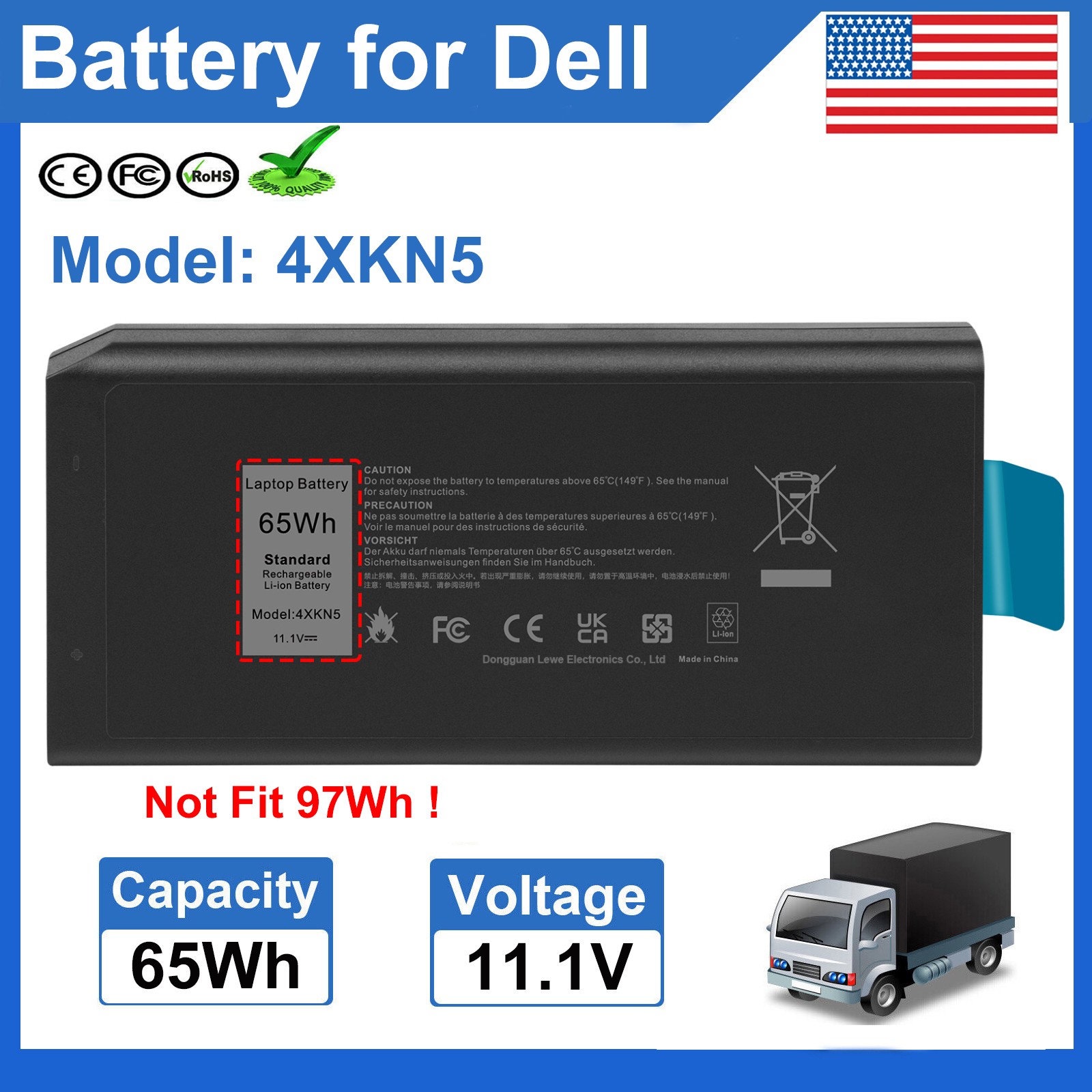 ✅CJ2K1 Battery for Dell Latitude 5404 7404 5414 7414 Rugged Extreme 4XKN5 65Wh