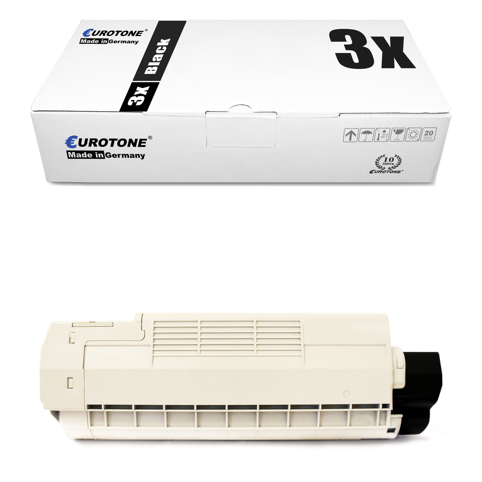 3X Eco Cartridge Black For Oki Color C 612 D DN Black