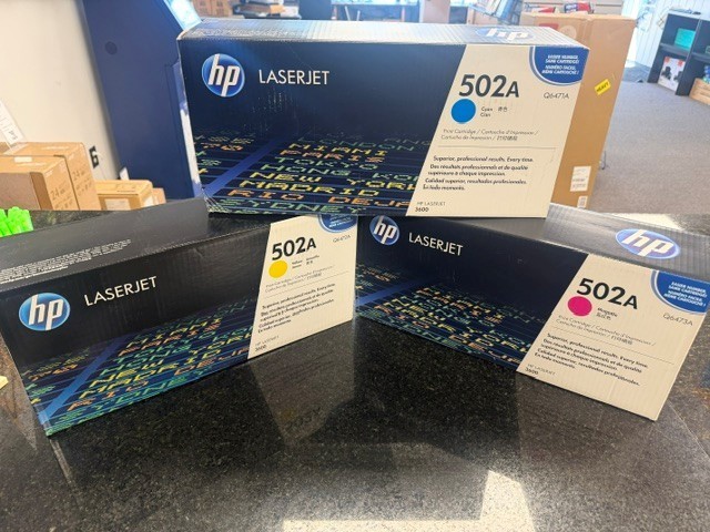 HP Laserjet 3600 502A Toner Cyan Magenta Yellow Q6471A Q6472A Q6473A Sealed