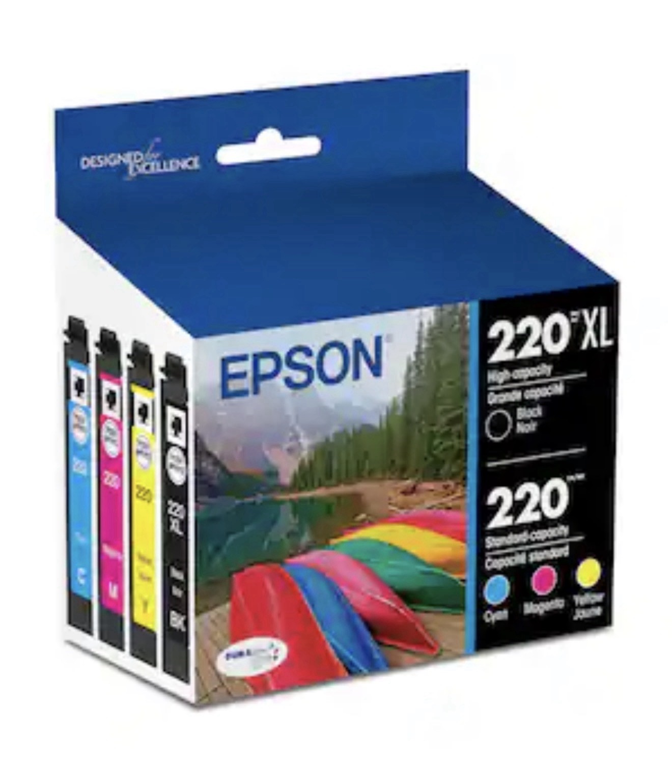 Epson Genuine 220XL Black 220 CMY Ink T220XL-BCS 2028 Sealed Cartridges No Box