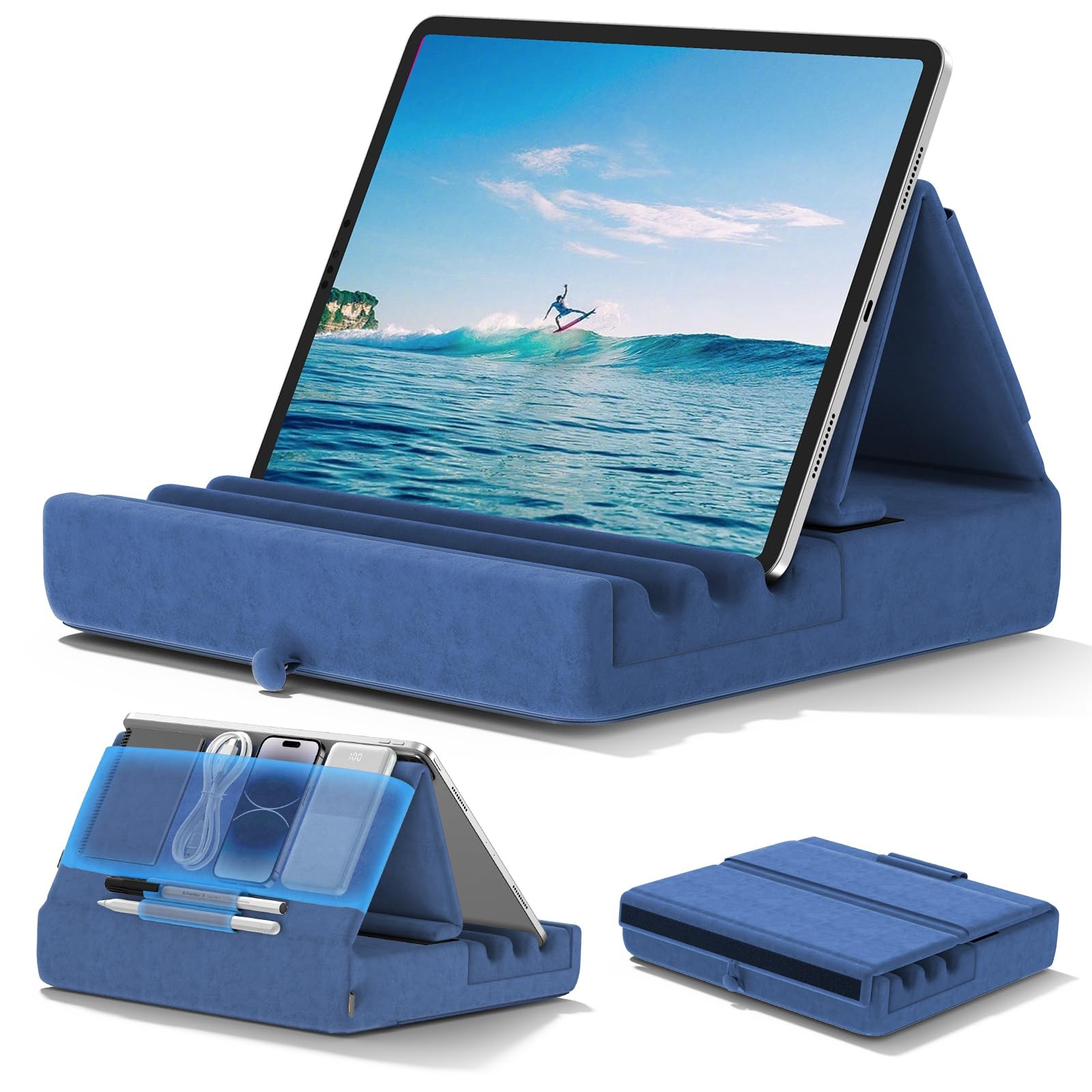 KDD Tablet Pillow Holder, Foldable iPad Stand for Lap, Bed and Desk -Tablet S...