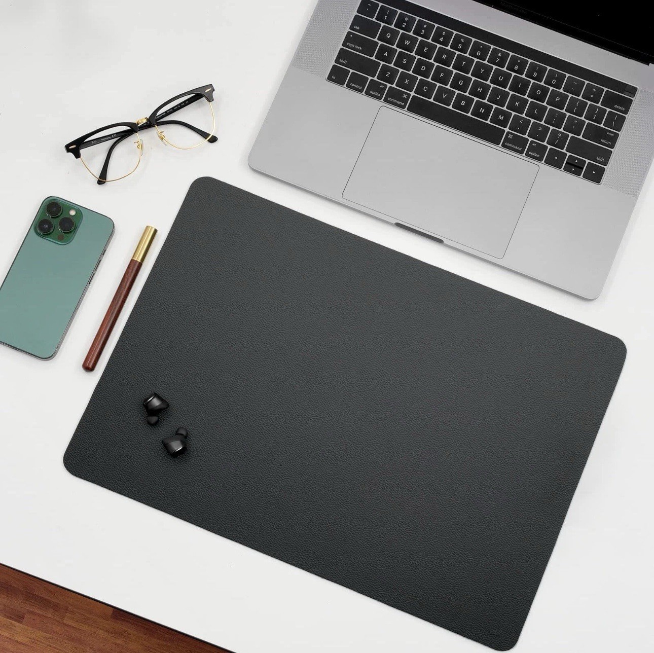 Leather Desk Blotter Pad 17x12 Black Waterproof Non-Slip Writing Mat