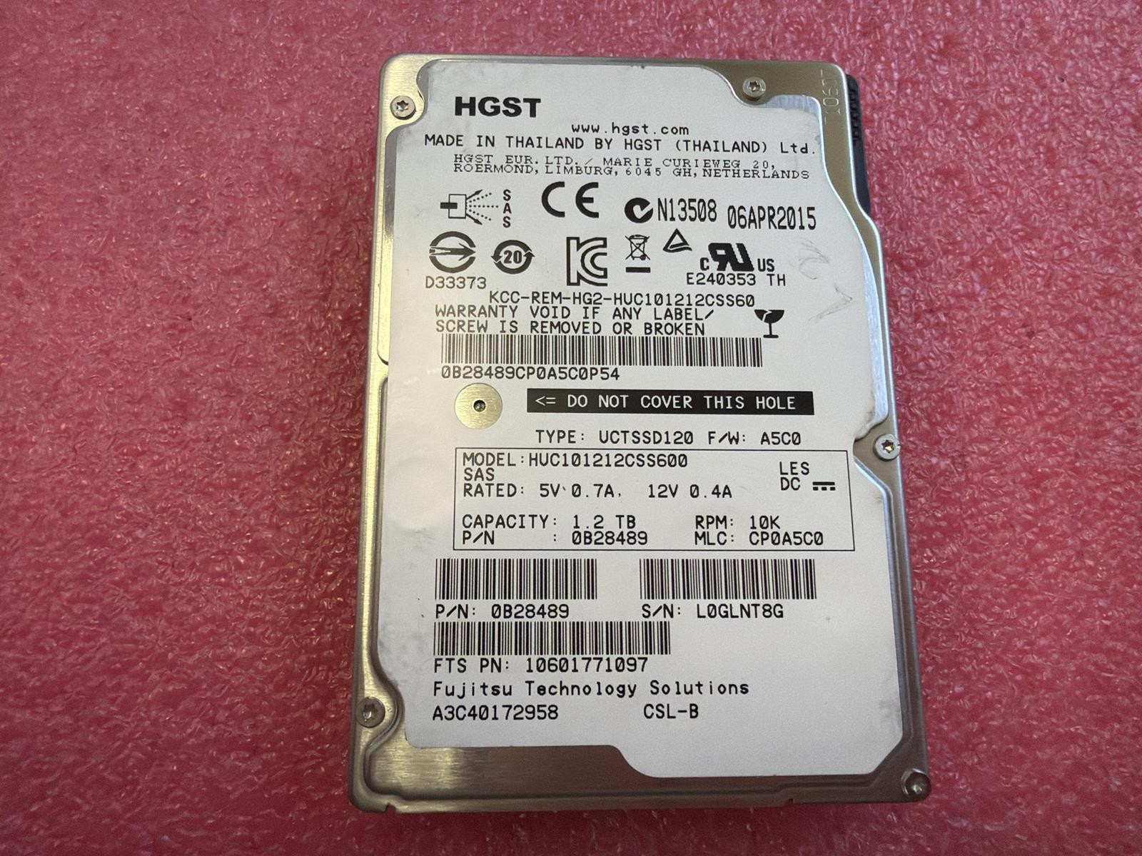 IBM /  HGST HUC101212CSS600 1.2TB 2.5 SAS HDD