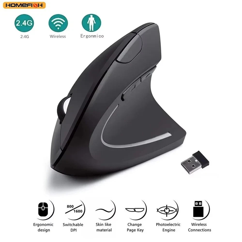 Anker Wireless 2.4G Ergonomic Vertical Optical Mouse - Black (‎AK-98ANWVM-UBA)