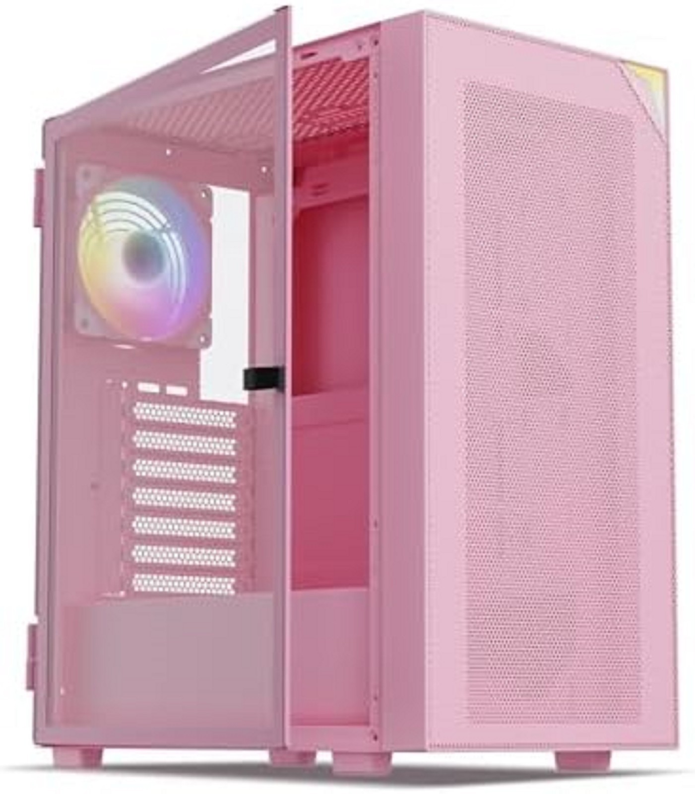AL800 Mid Tower ATX PC Computer Case - Door Opening Design Tempered Glass, Adjus