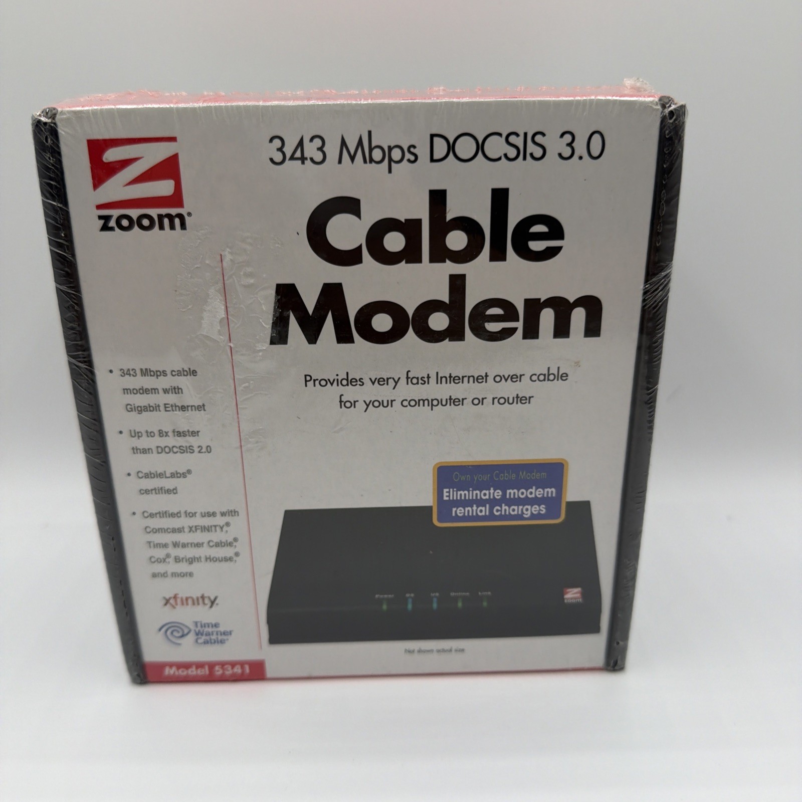 Zoom 5341 Cable Modem DOCSIS 3.0 343 Mbps Gigabit Ethernet New Sealed