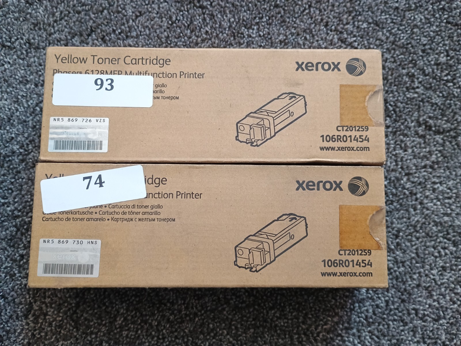 Xerox Yellow Toner Cartridge Phaser 6128MFP 106R01454 CT201259 New 2 Qty