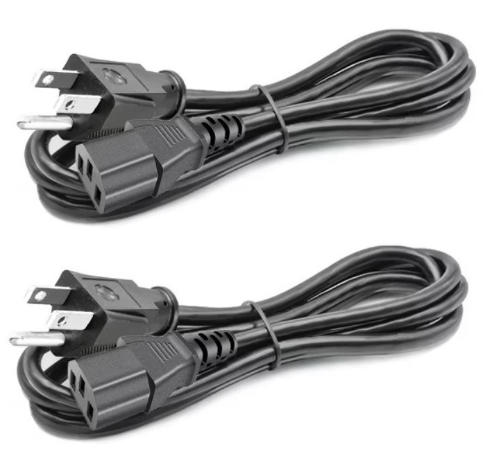 Lot of 2 Universal  AC Power Cord 18AWG  5ft 3 prong Power Cord C13 AC Cable