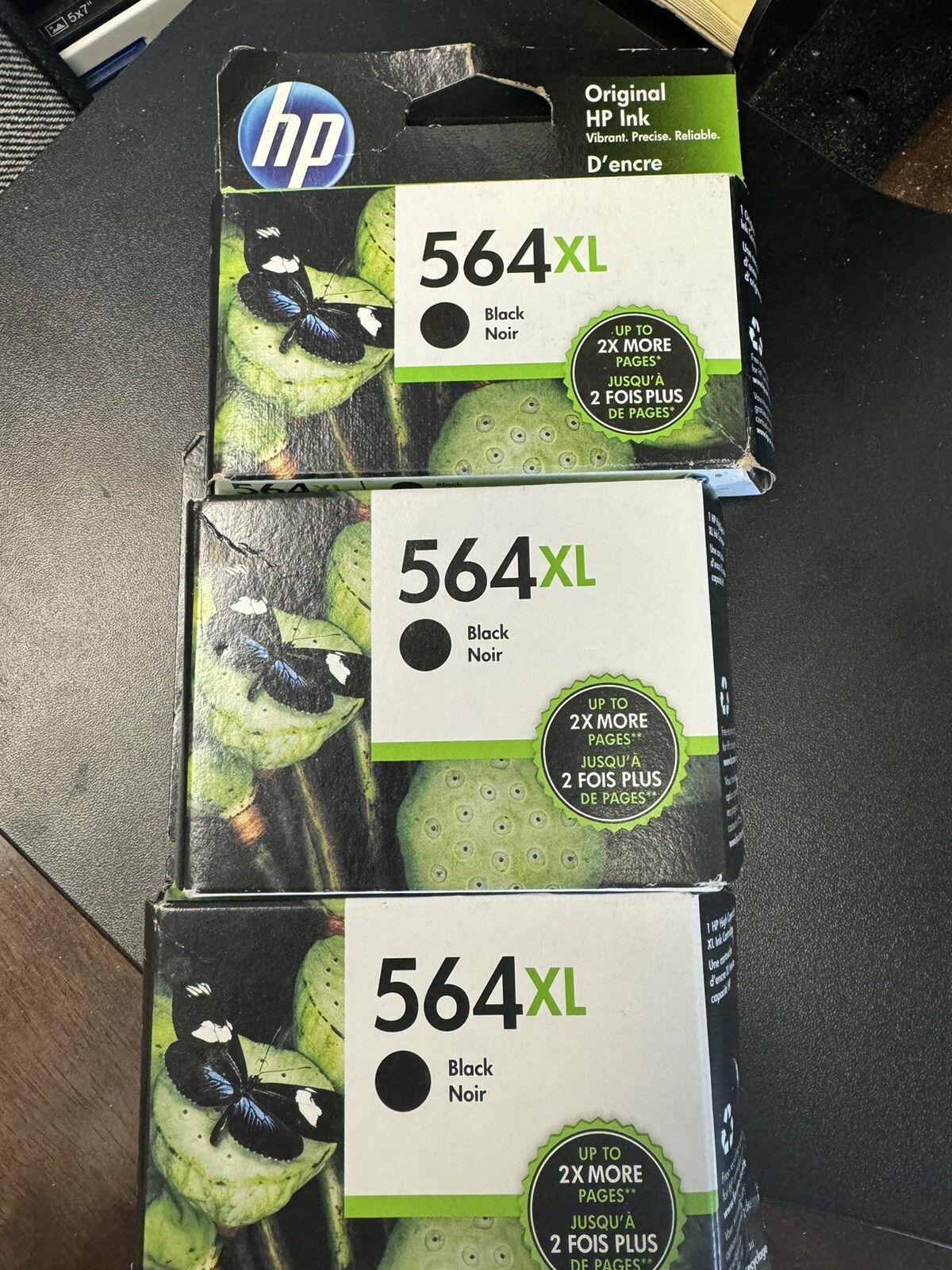 QTY 3 Genuine HP 564XL Black Noir Ink Cartridge Expired 2018-2021