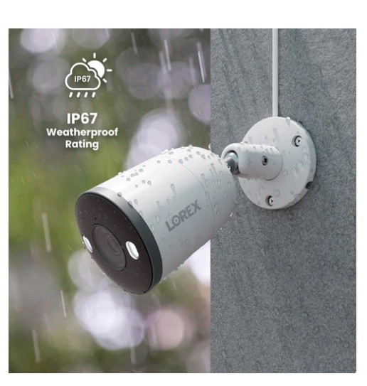 New Lorex 4K IP Camera with Smart Deterrence and Smart Motion Detection E893AB-E