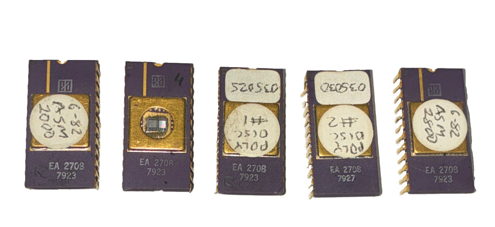 Vintage EA 2708 EPROM Lot of 5 Purple Ceramic Gold Cap 1979 - Straight Pins