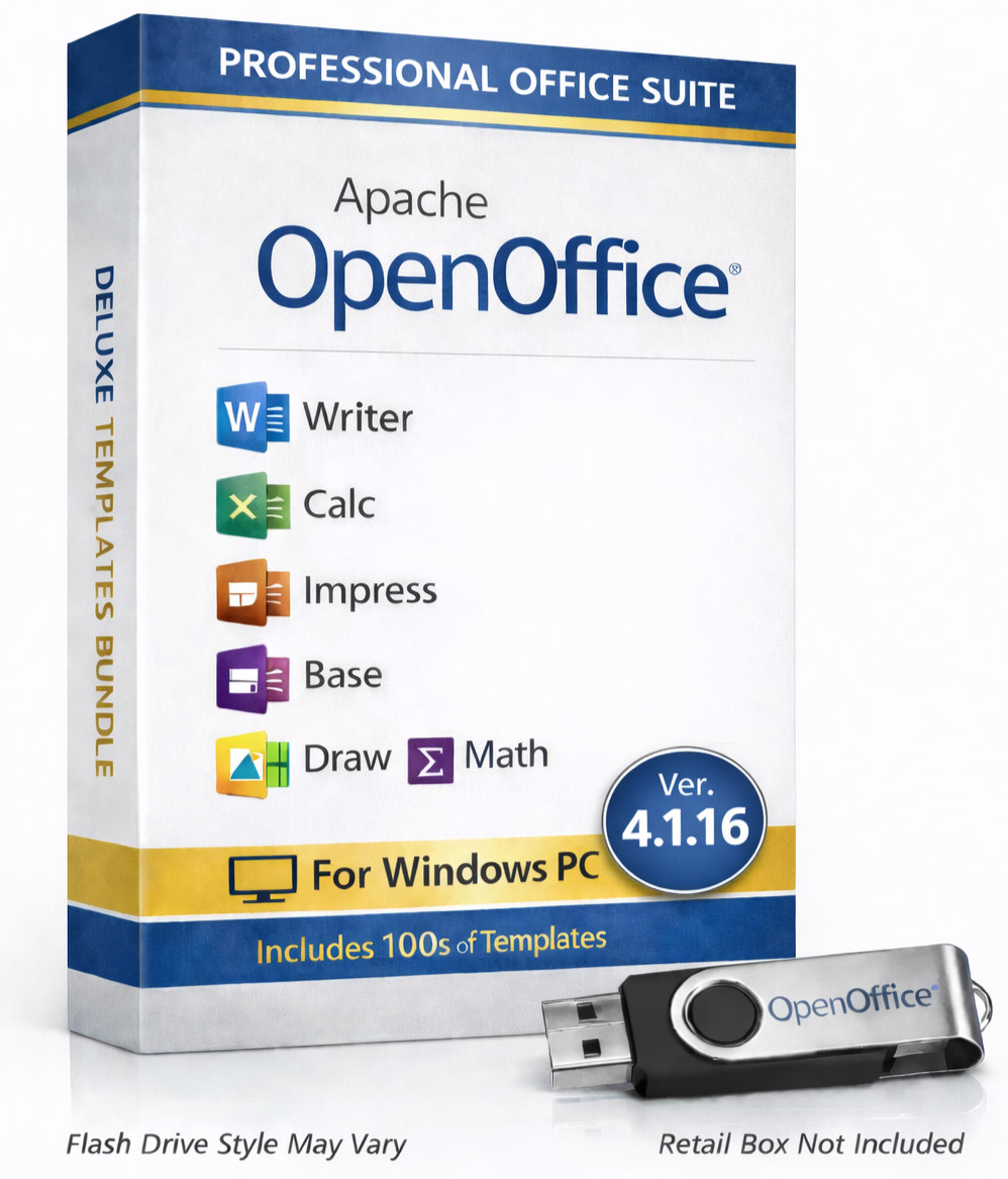 Open Office Software Suite for Windows - USB - Word Processing - Home & Office