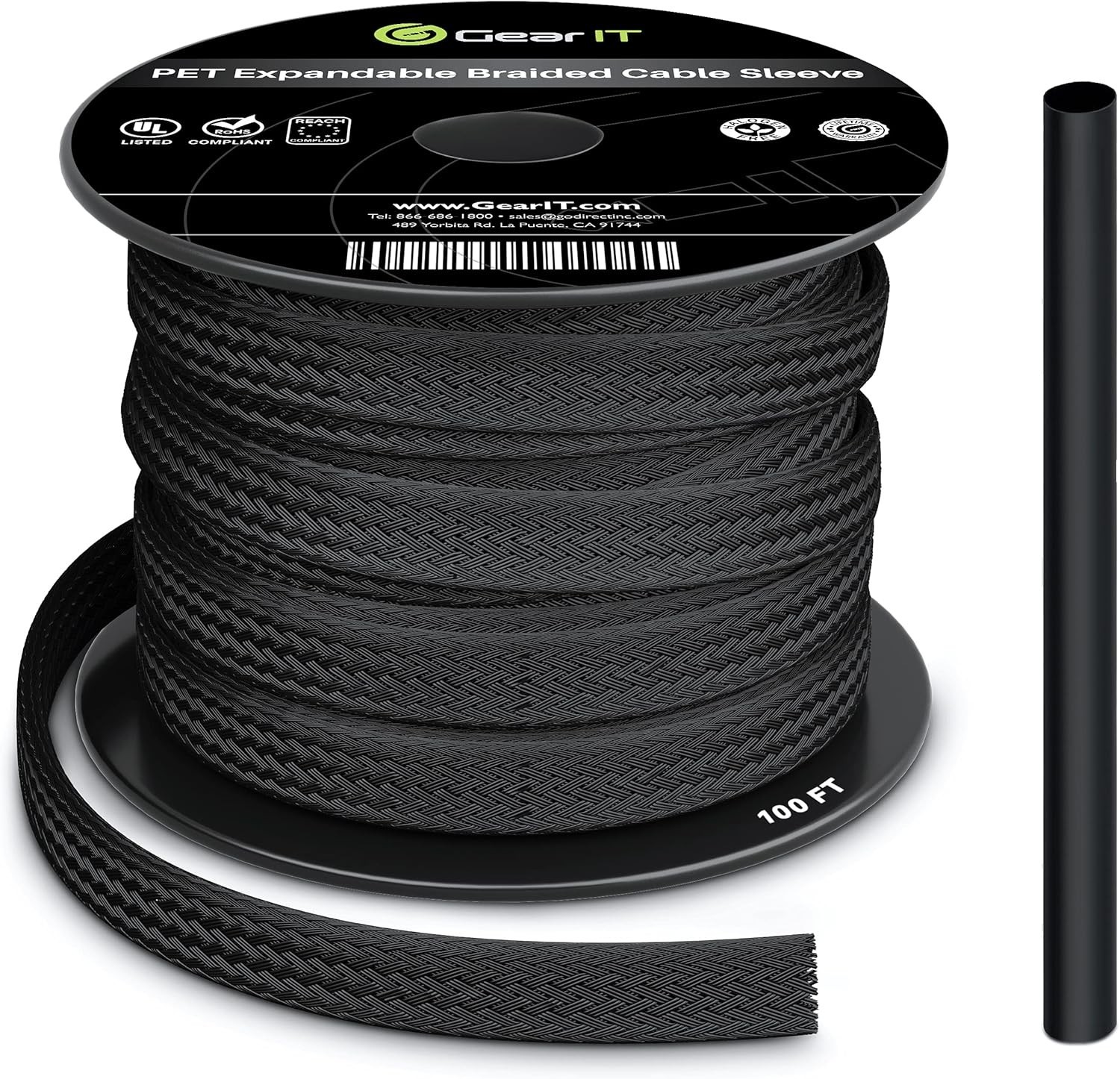 100ft 1/4 Inch Pet Expandable Cable Management Sleeve Wire Loom Cord Cover