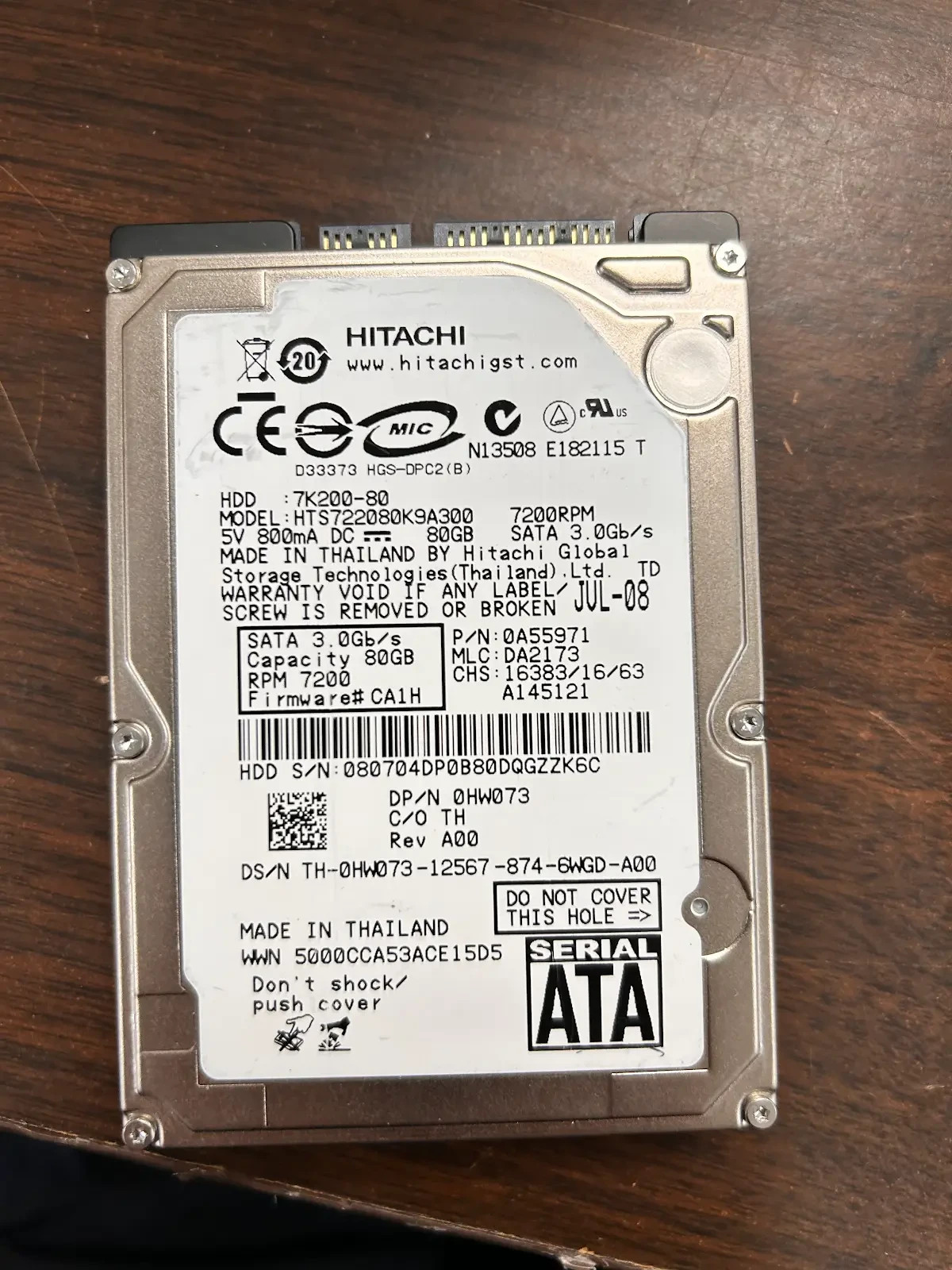 Hitachi Travelstar 7K200 80GB Internal 7200RPM 2.5" (0A53411)