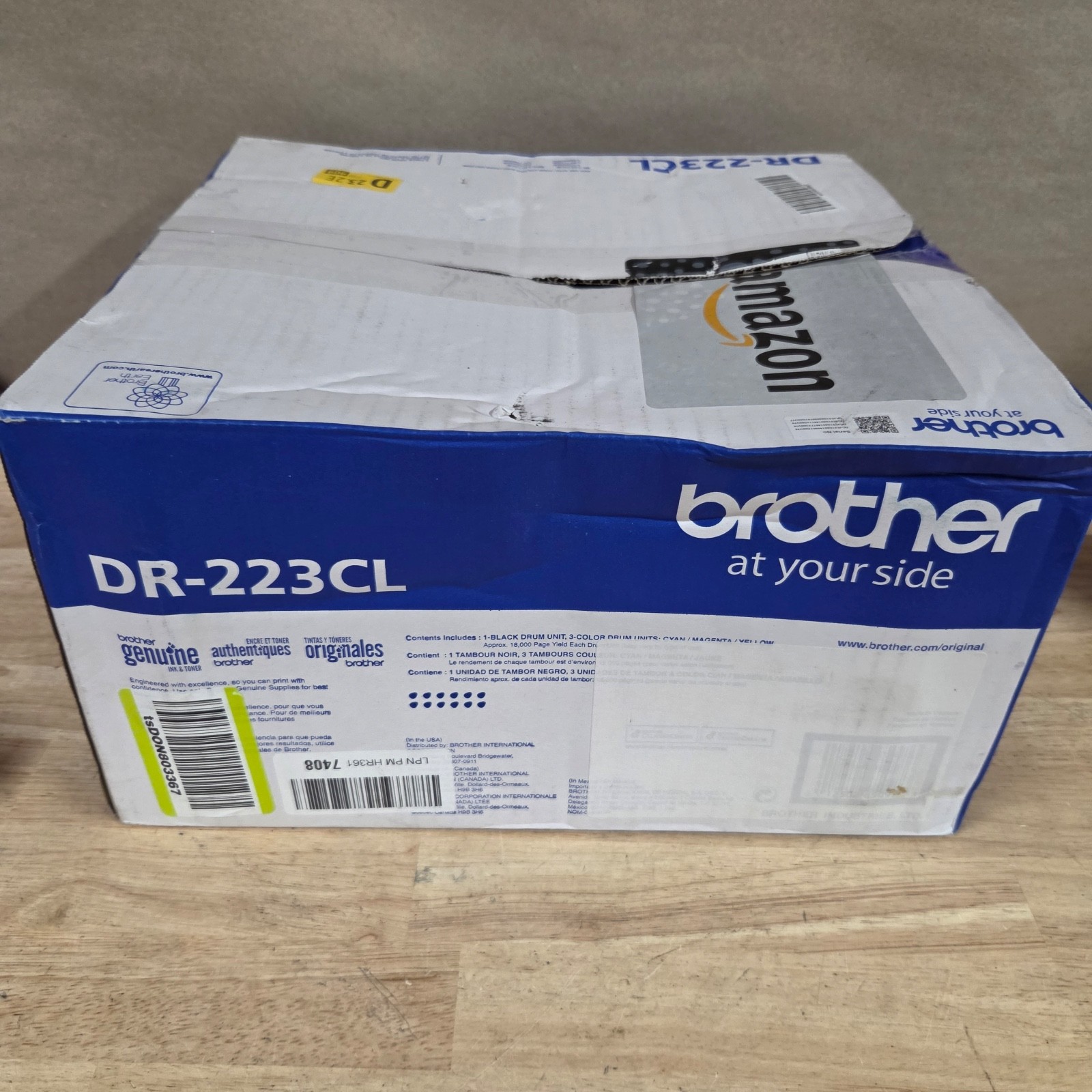 Brother DR223CL Drum Unit, 18,000 Page-Yield, Black/Cyan/Magenta/Yellow DR-223CL