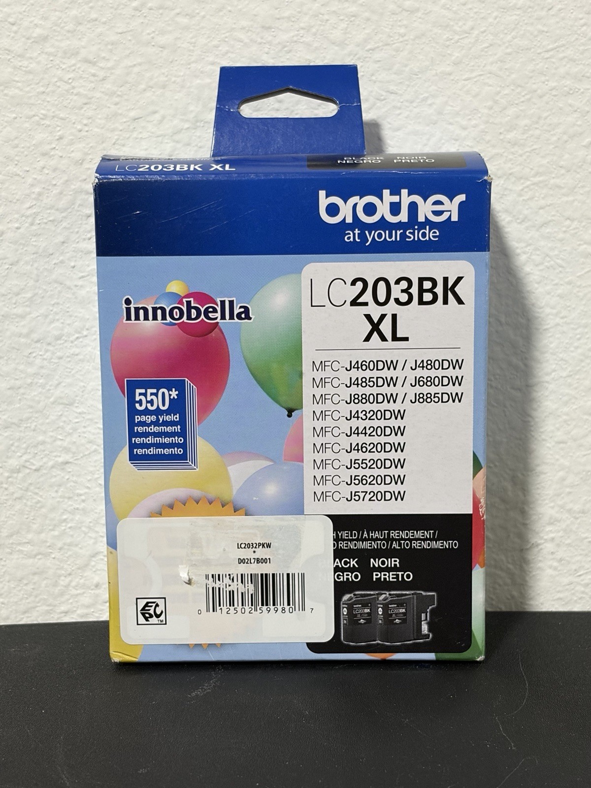 2 Genuine Brother LC203BK XL Ink Cartridges Black Value Two Pack Expires 2026/04