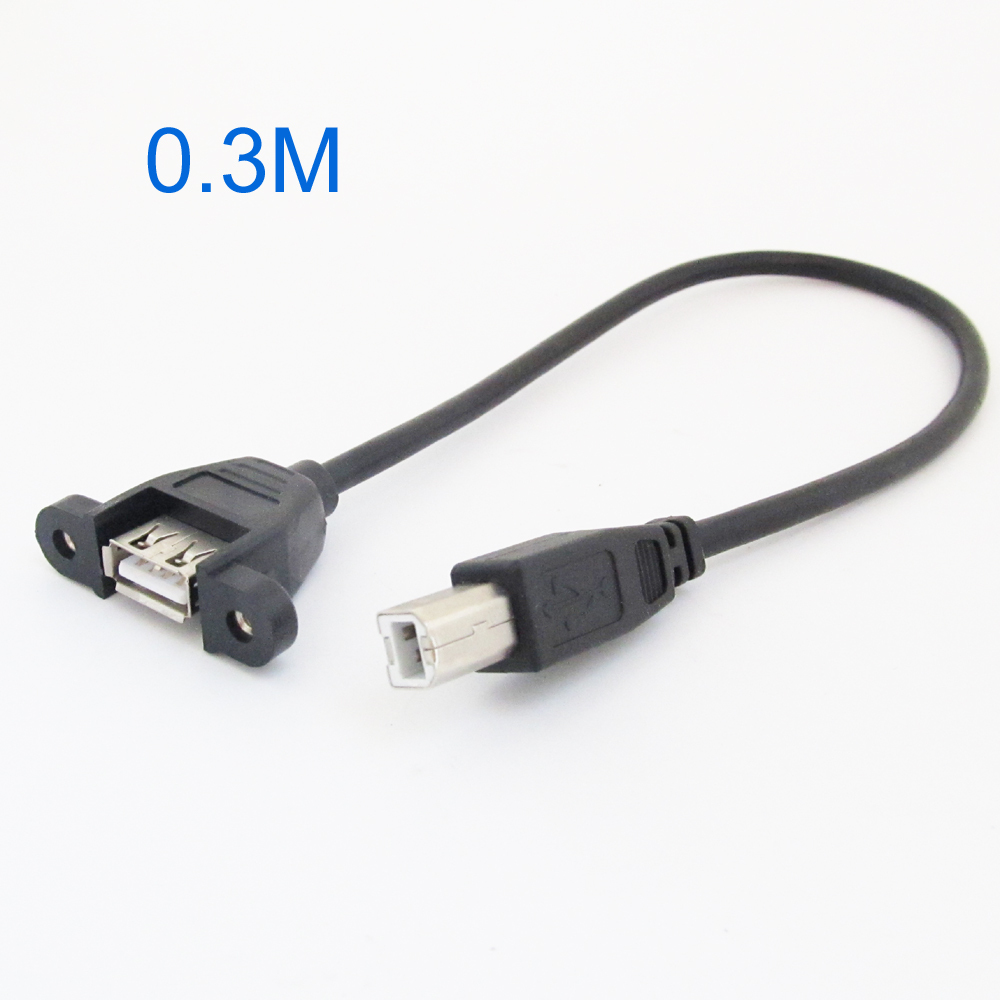 1pc 30cm/1ft USB Female to Printer Scanner B Male Cable Cord Screw Lock Type