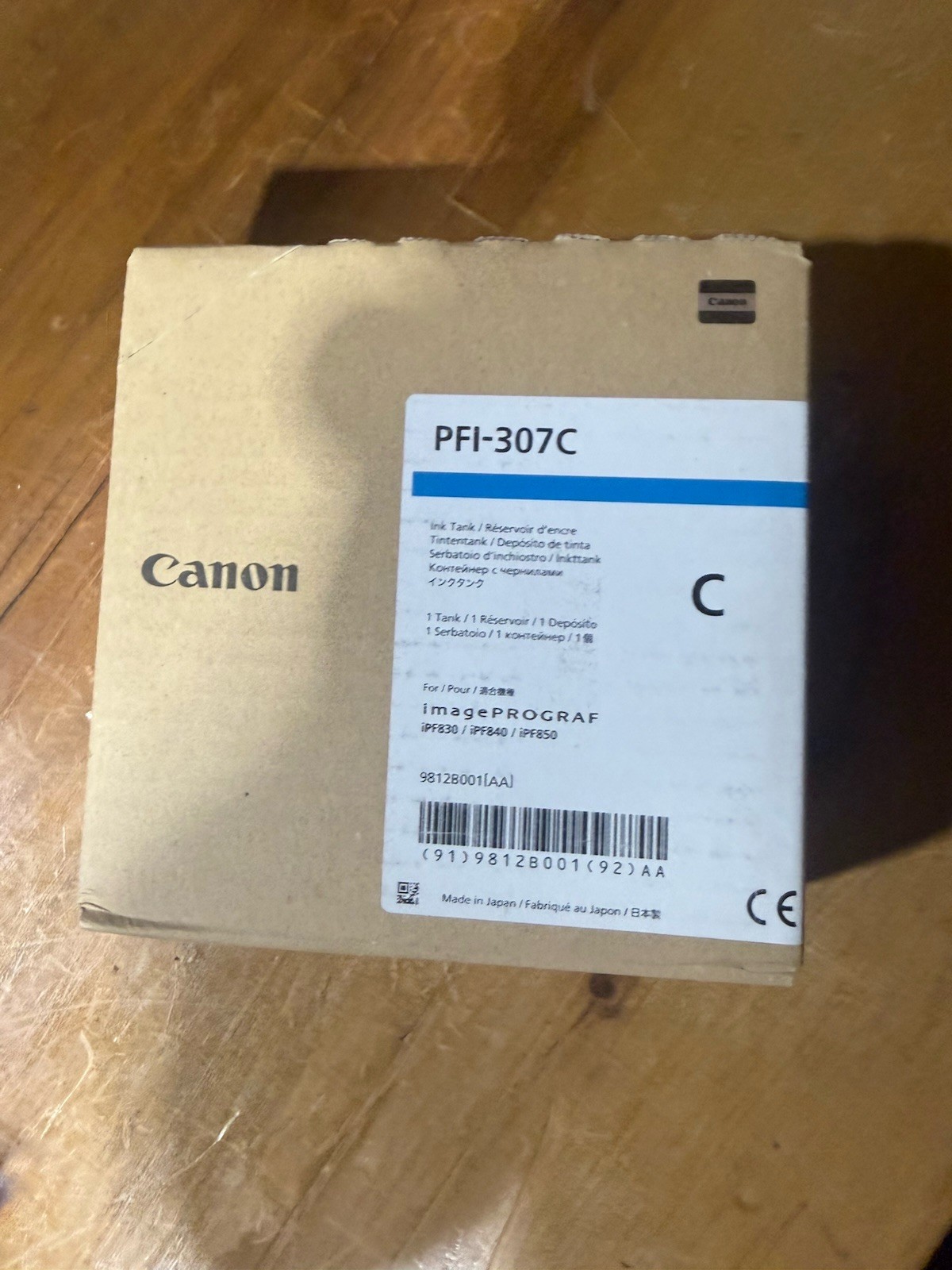 Canon PFI-307C 9812B001 Cyan Ink Cartridge Imageprograf IPF830 Expired