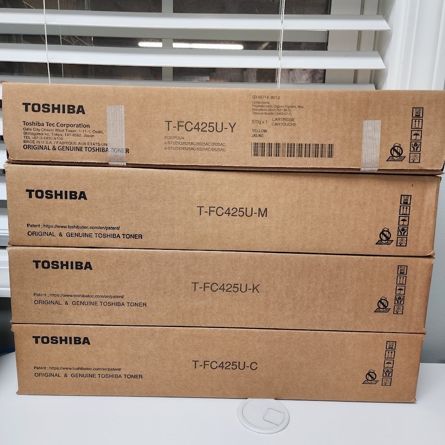 Toshiba TFC425 Complete Toner Cartridges Set Yellow Magenta Cyan, Black