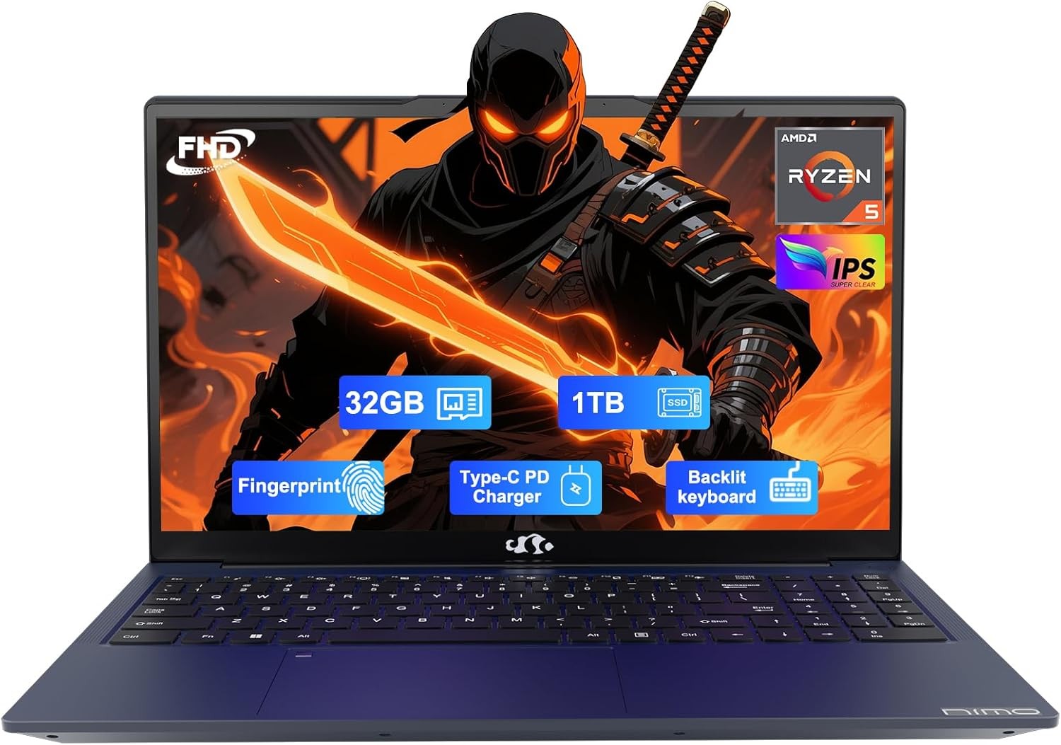 NIMO 15.6 FHD Student Laptop, 32GB RAM 1TB SSD AMD Ryzen 5 3500U Processor