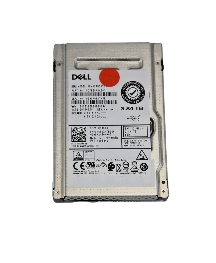 Dell Enterprise 3.84TB SAS 12Gb/s RI 2.5" SSD N85XX (70-79% Health)