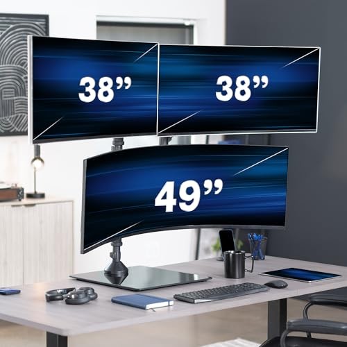 VIVO Pneumatic Arm Triple Ultrawide Monitor Desk Stand for Up to 49 inch -