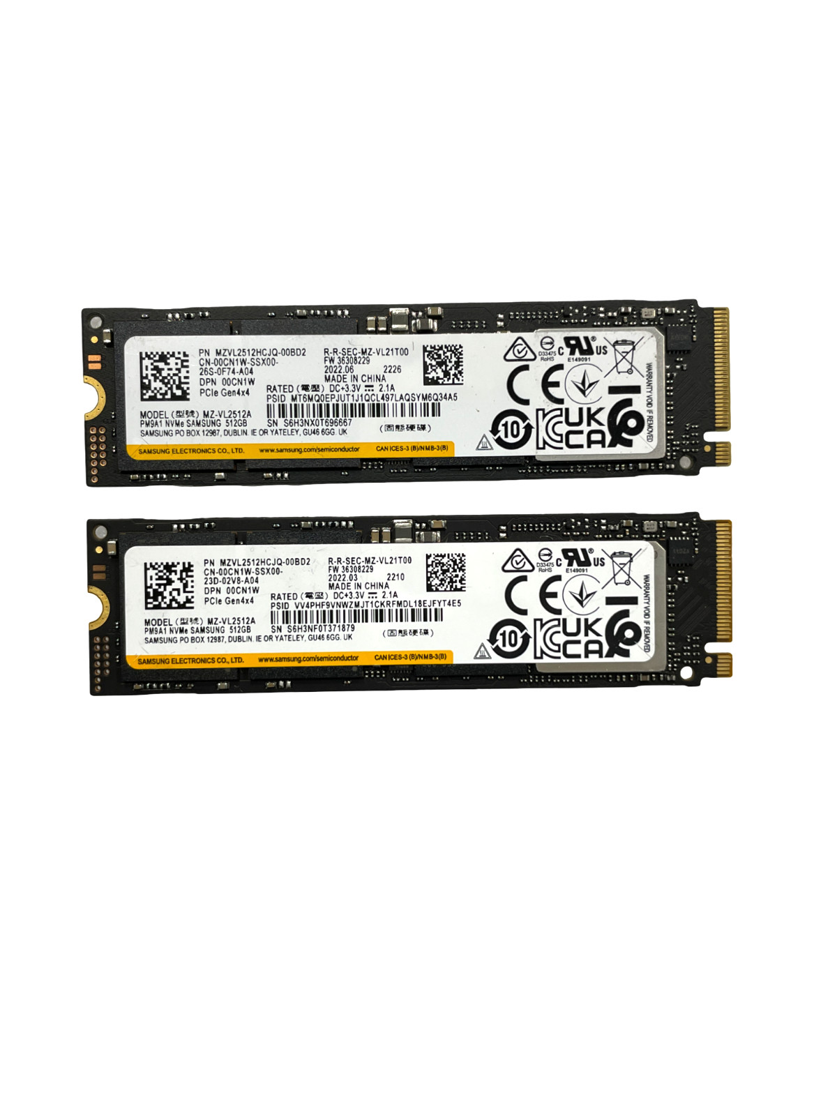 ''Lot of 2'' Samsung 512GB NVMe Gen4x4 M.2 SSD Internal MZVL2512HCJQ-00BD2   #26